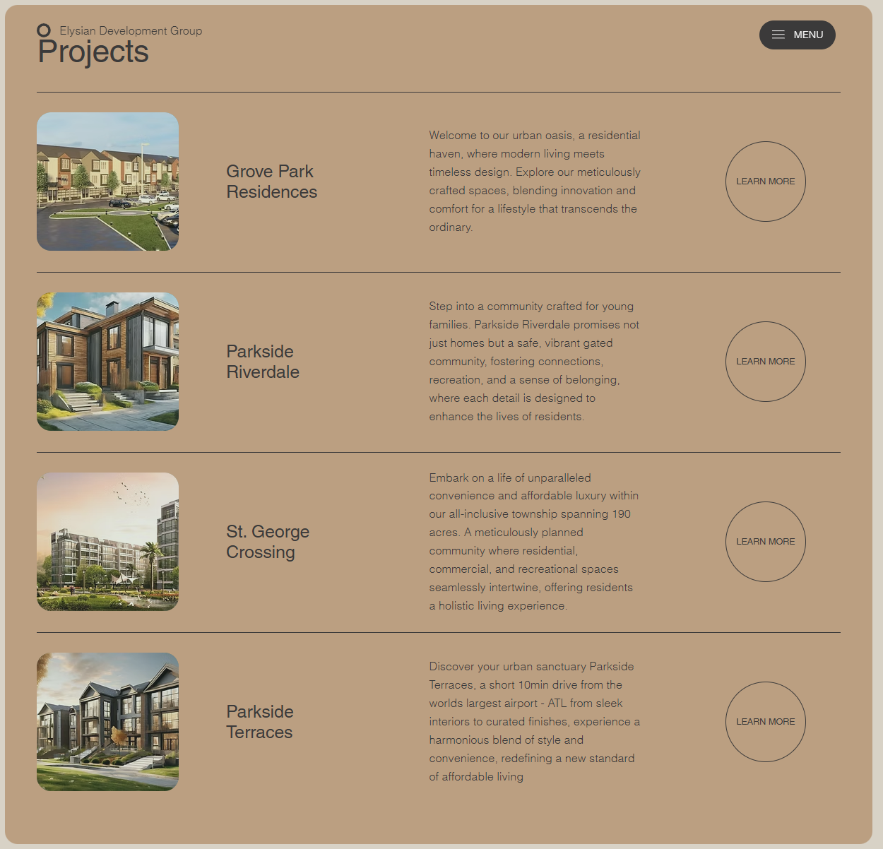 St George Crossing Elysian Projects Page